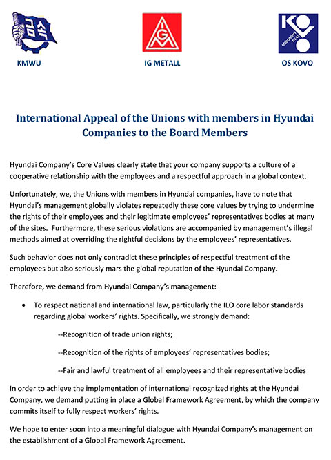 hyundai international appeal of the unions 12. 06. 2013