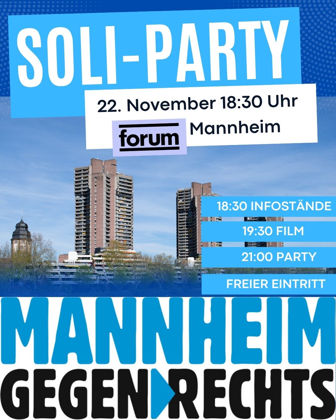 Einladungstiitel Soli Party 22. 11. 25 im forum - Mannheim