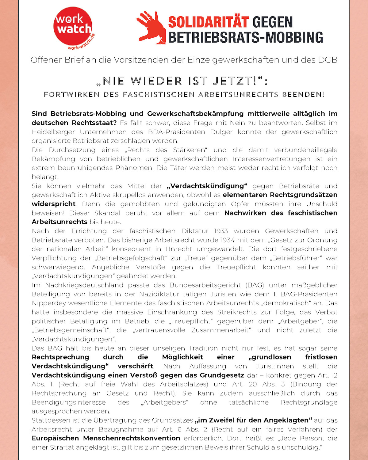 250428 Offener Brief Nie wieder ist jetzt